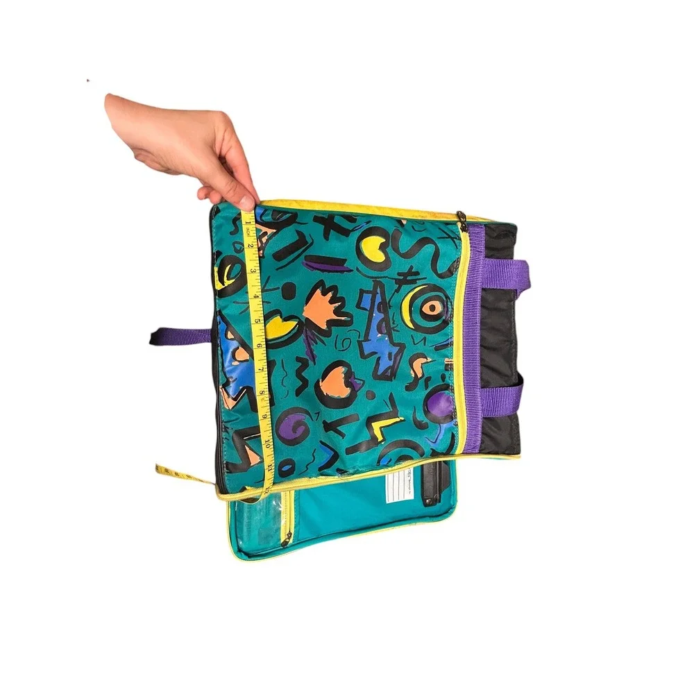 Vintage 90s Wiz Personal Locker Backpack SPI Organizer Geometric Memphis Teal
